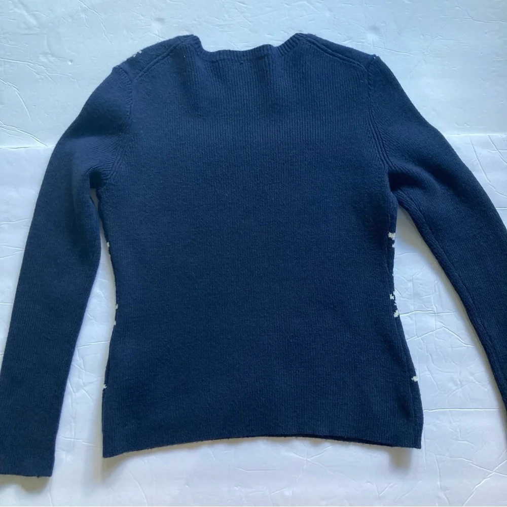 Brooks Brothers /  Navy Blue snowflake wool blend women’s  sweater - Picture 6 of 10
